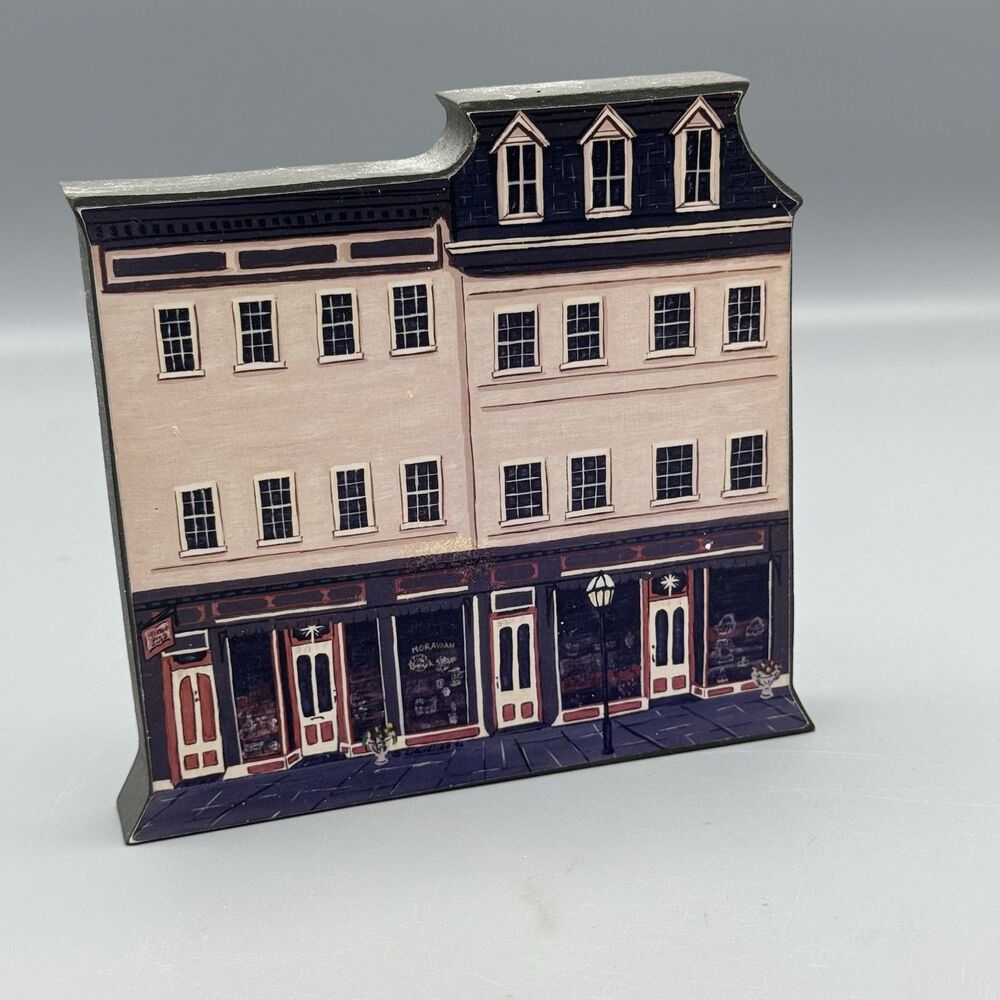 1992 Ron Edelheiser The Morvian Book Shop Photo on Wood Figurine Ltd Ed 96/240